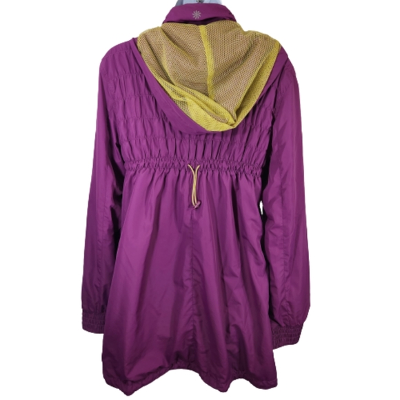 Athleta Shock Cord Anorak Hooded Jacket purple neon mesh lining medium - Picture 2 of 16